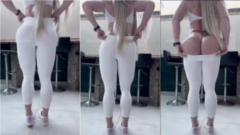 Ana Khuber abaixou a calça para mostrar a bunda