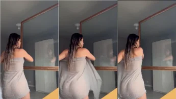 Estrela Star quase pelada, enrolada apenas em um pano transparente