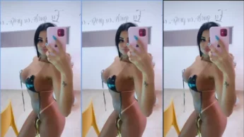 Steffany pegando bronze artificial e filmando