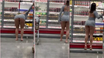 Dessinha Wife no mercadinho de vestido curtinho provocante