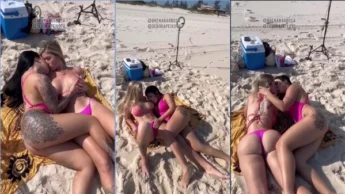 Brena Barbosa e amiga gostosa na praia se chupando e fodendo