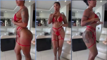 Sofia Leon em video toda deliciosa de lingerie vermelha