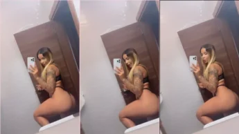 Sofia Lopes gostosa tatuada de rabão se filmando no banheiro