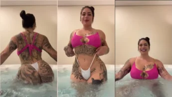 Anny Alves em video pornográfico dançando na piscina