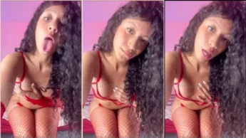 Dayana Ortega passando a mão nos seios e mostrando a linguá