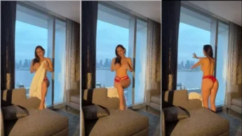 Dianarioss19 só de calcinha no quarto de hotel