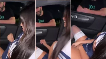 Karlyane Menezes mostrando a xoxota dentro do carro