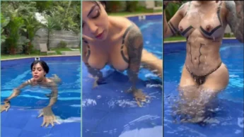 Vadia DElettraaoficial exibindo as tetas na piscina