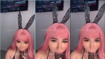 Genesis Diaz porno de peruca rosa de coelhinha chupando vibrador