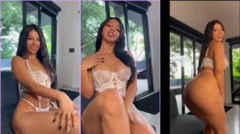 Safada essa morena beldade Lauren se exibe de lingerie branca