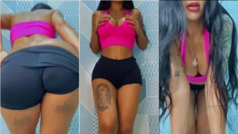 Taynara Domiciano video morena de corpão fazendo strip no banheiro