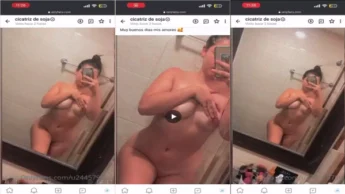 Ana Gandica porno se filmando no espelho