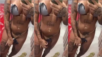 MC Mirella mostrando as marquinhas do bronzeado