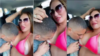 Video gostoso da Francis Simas tendo os seios chupados pelo motorista do uber