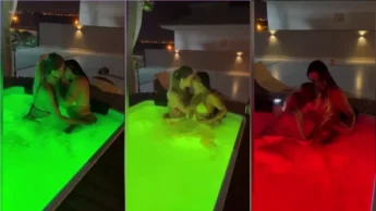 A Debora Peixoto transou na piscina com a amiga