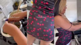 Video da Gaby Lopez com a buceta a mostra enquanto cozinha