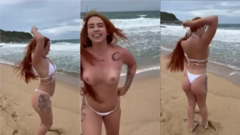 Brenditaseja com tesão grava video nua na praia