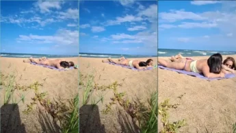 Eva Moderninha pegando um sol na praia