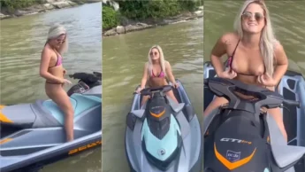 Flagra com Bruna Carlos provocando no lago