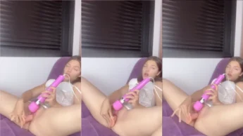 Bruna Vieira enfia o consolo na xota enquanto usa um vibrador na buceta