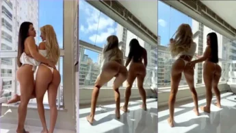 Samyof fazendo um strip-tease com a amiga