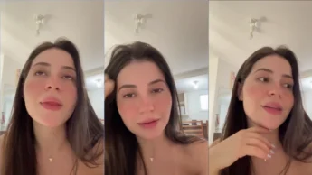 Pauline Ribeiro conversando com a câmera