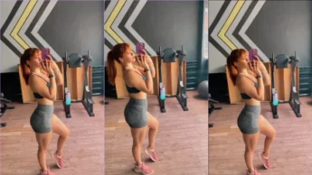 Bia Ruivinha na academia se exibindo