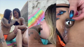 Carol Francci sexy tatuada na praia sendo masturbada