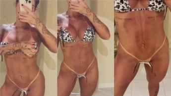 Video safado da Gabi Sousa tirando a fita para mostrar o bronzeado artificial