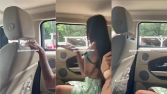A Jaiane Limma e suas amigas estavam andando de carro sem sutiã, exibindo os seios