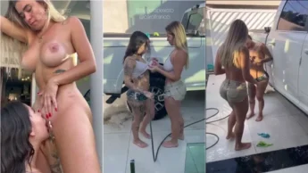 Debora Peixoto e a amiga transando no quintal