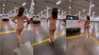 Gostosinha Dessinha Wife tirando a roupa no estacionamento do shopping