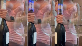 Maravilhosa Dessinha Wife toda sexy tomando uma taça de vinho