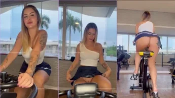 Mari Ribeiro bucetuda bem gata linda de mini saia na bicicleta