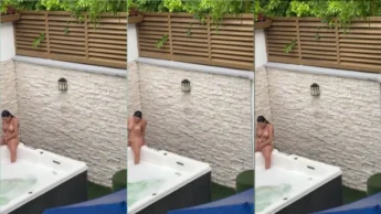 Nesse video a wensanchez.27 foi flagrada pelada na jacuzzi no quintal