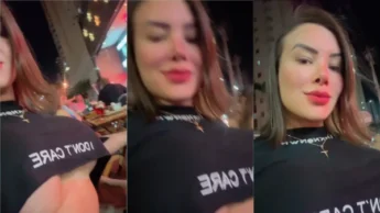 Nesse video Dessinha Wife provoca com seus belos seios enquanto anda na rua