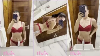 Thais Azevedo video da gostosa amadora de lingerie no espelho