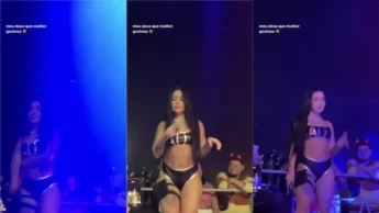 Veja a Mc Mirella de calcinha e sutiã em seu show