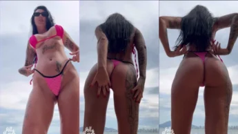 Video da Polly Persch se exibindo na praia