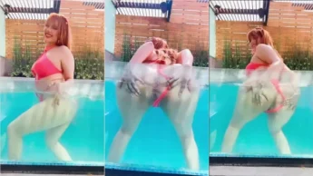 Cenas picantes da Penny Lovlov exibindo o cu na piscina