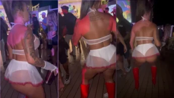 Dessinha Wife vestida de enfermeira na festinha