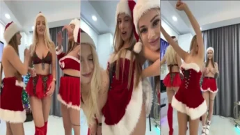 Isabellaetthan pelada com as amigas em clima natalino
