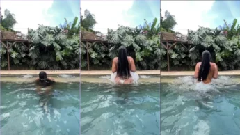 Melisawildtv se exibindo dentro da piscina