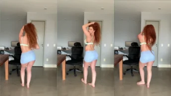 Gata Angel Vinitska tirando a calcinha e o sutiã